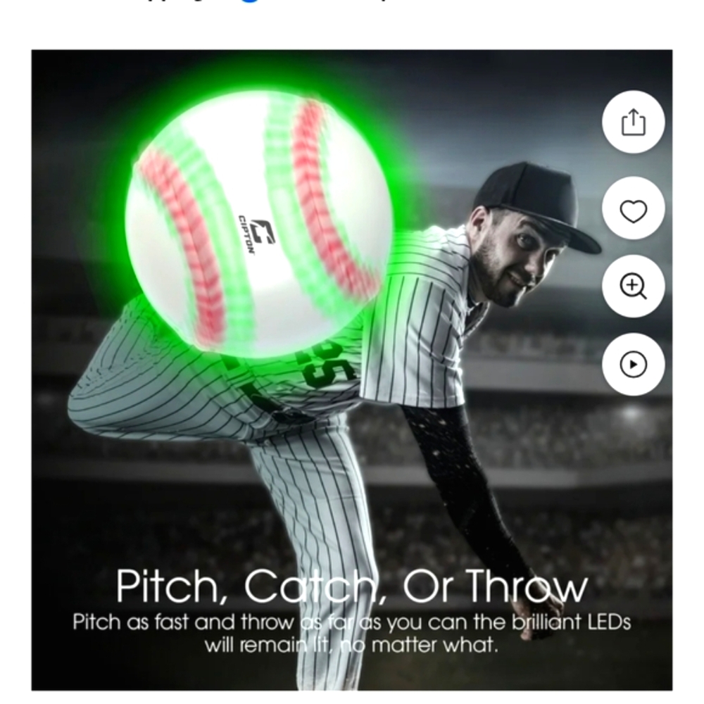 Light Up LED Baseball with USB C-Charging Cable